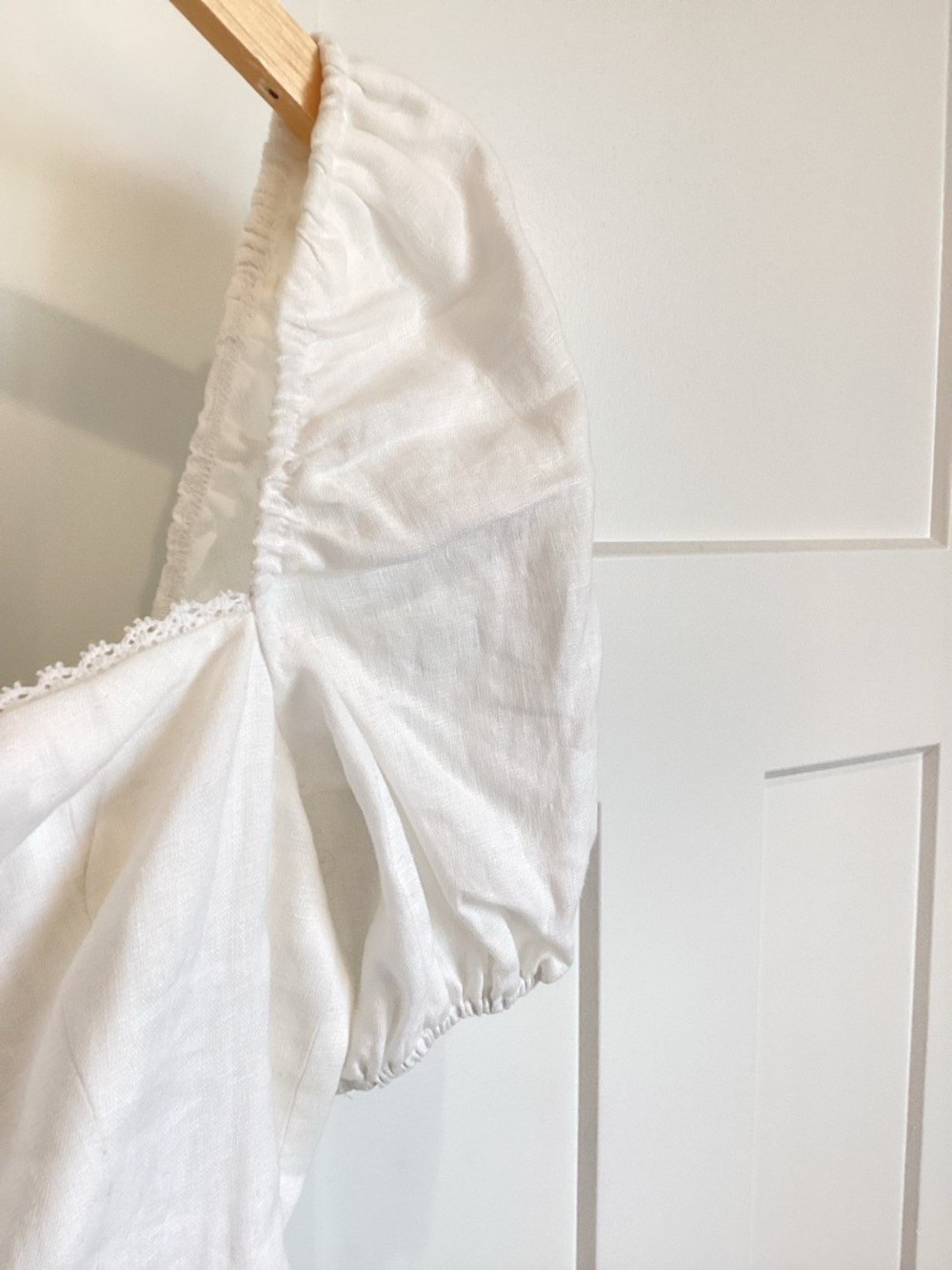 Reformation Malvina Linen Puff-Sleeve Mini Dress Anthropologie New White 10 - Picture 8 of 16